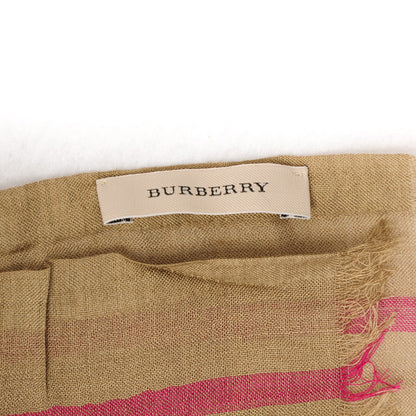 Burberry Wool Silk Giant Check Scarf Taupe Pink 3 of 6