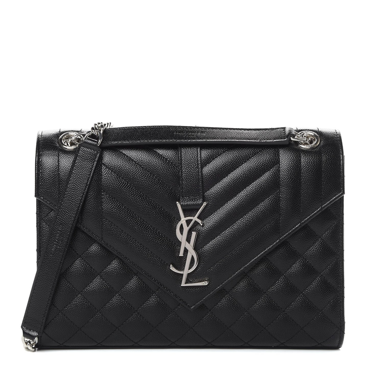 Grain De Poudre Textured Mixed Matelasse Triquilt Medium Monogram Satchel Black