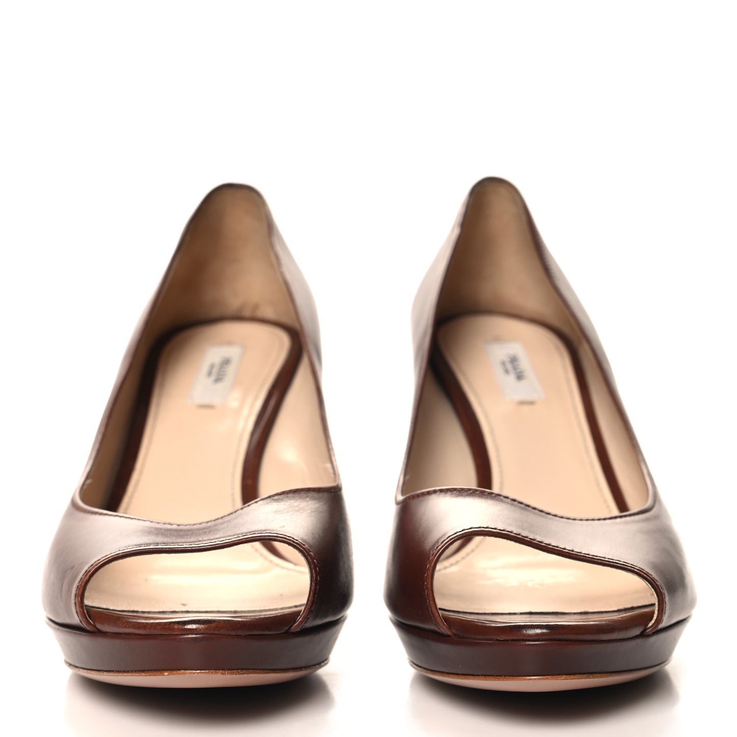 Nappa Peep Toe Mid Heel Pumps 38.5 Bruciato