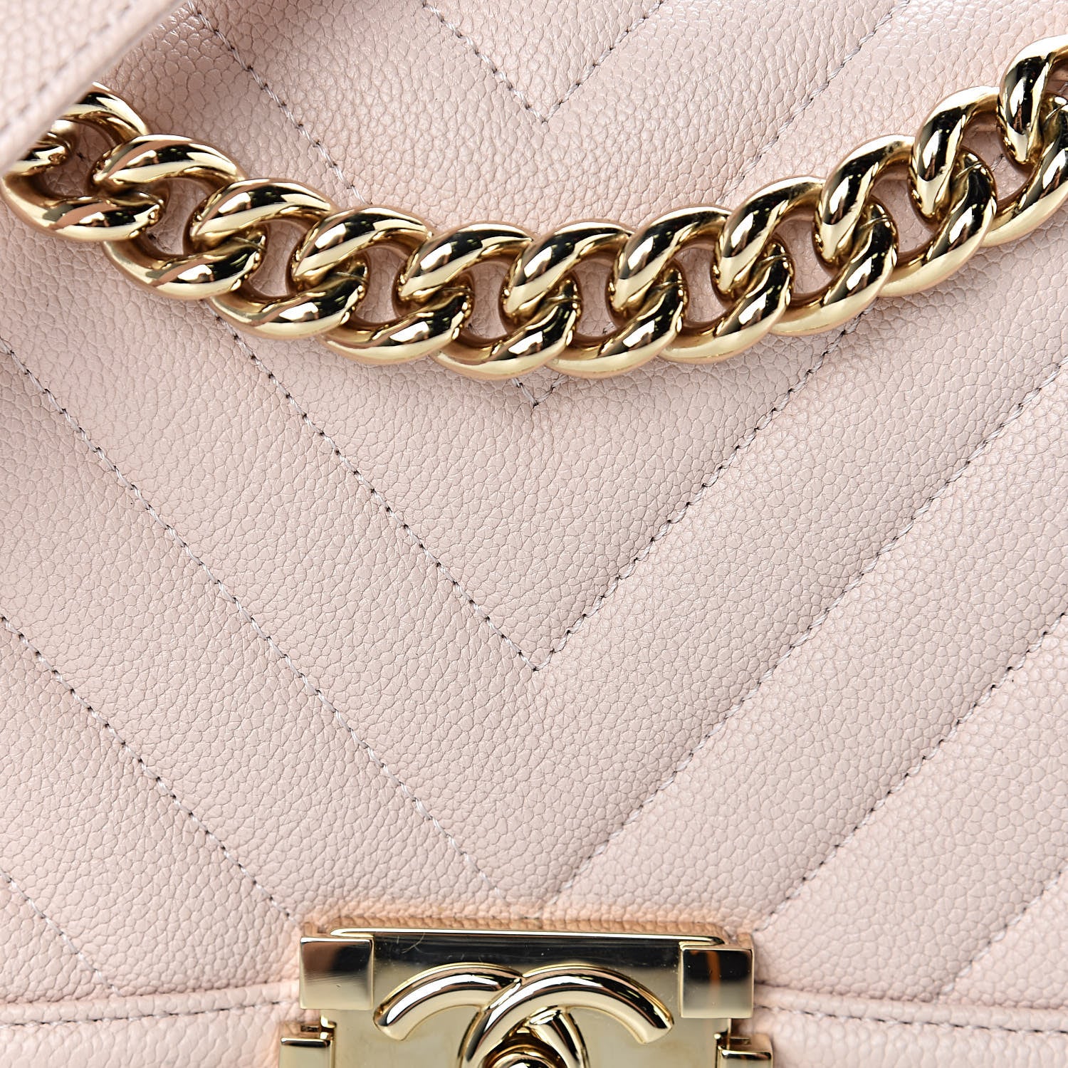 Chanel Caviar Chevron Quilted Medium Boy Flap Nude 10 of 11