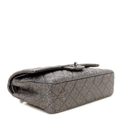 Chanel Metallic Crackled Calfskin Medium Double Flap Dark Silver 4 of 11