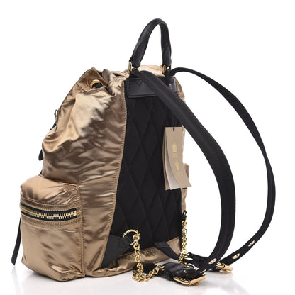 Burberry Metallic Satin Nylon Medium Rucksack Backpack Gold 2 of 8