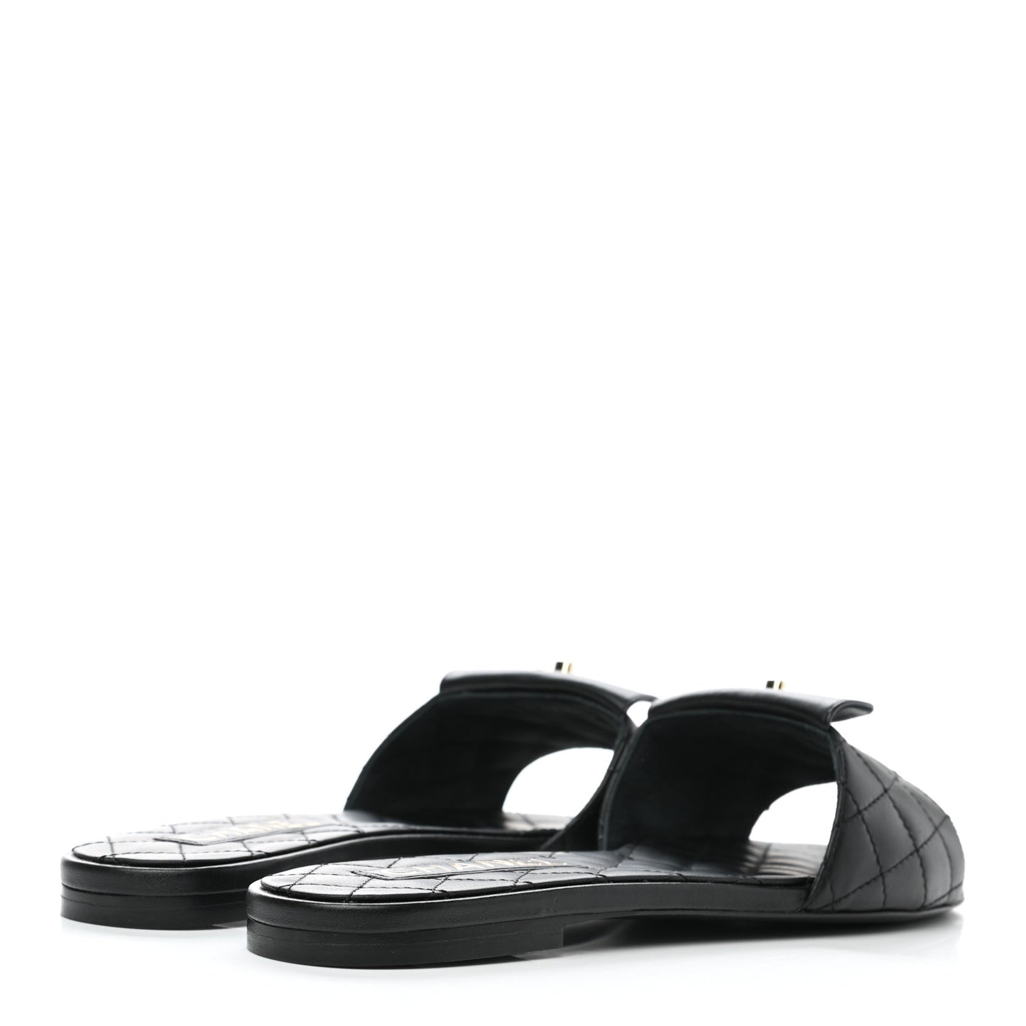 Lambskin Quilted CC Turnlock Sandals 40.5 Black