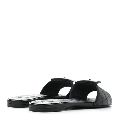 Chanel Lambskin Quilted CC Turnlock Sandals 40.5 Black 4 of 9