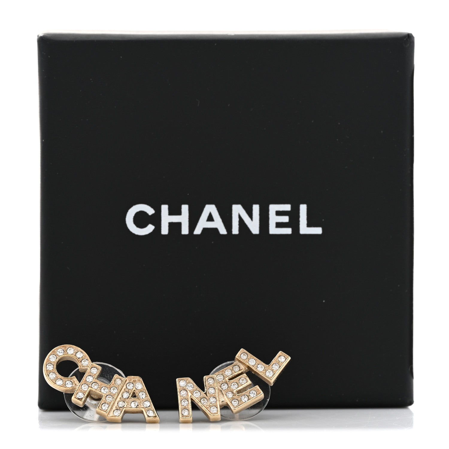 Chanel Crystal Pearl Signature Stud Earrings Gold 5 of 5