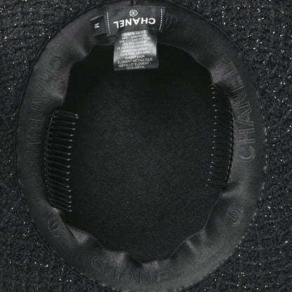 Chanel Tweed Boater Hat M Black 6 of 7
