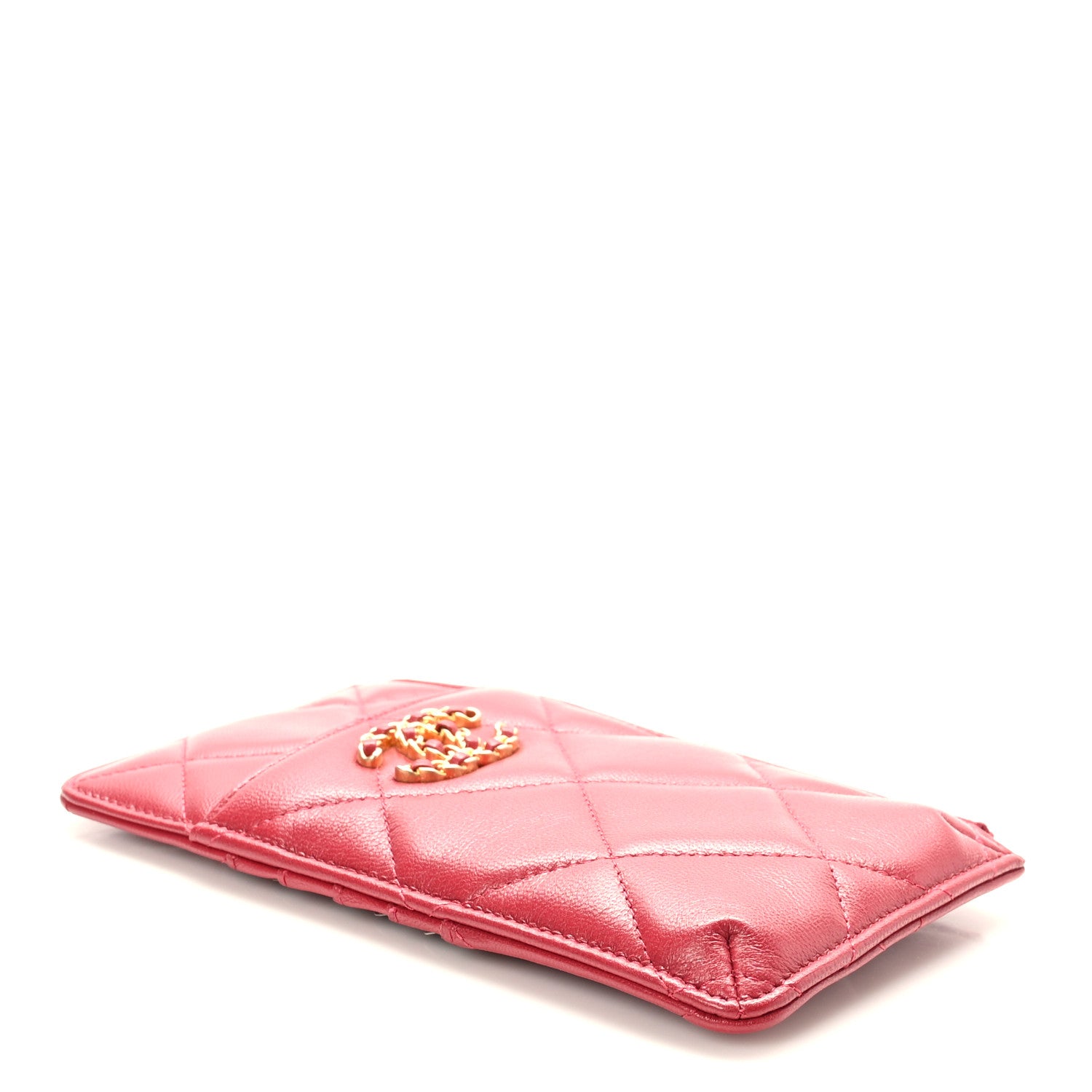 Chanel Shiny Goatskin Quilted Chanel 19 Phone and Card Holder Red 4 of 7