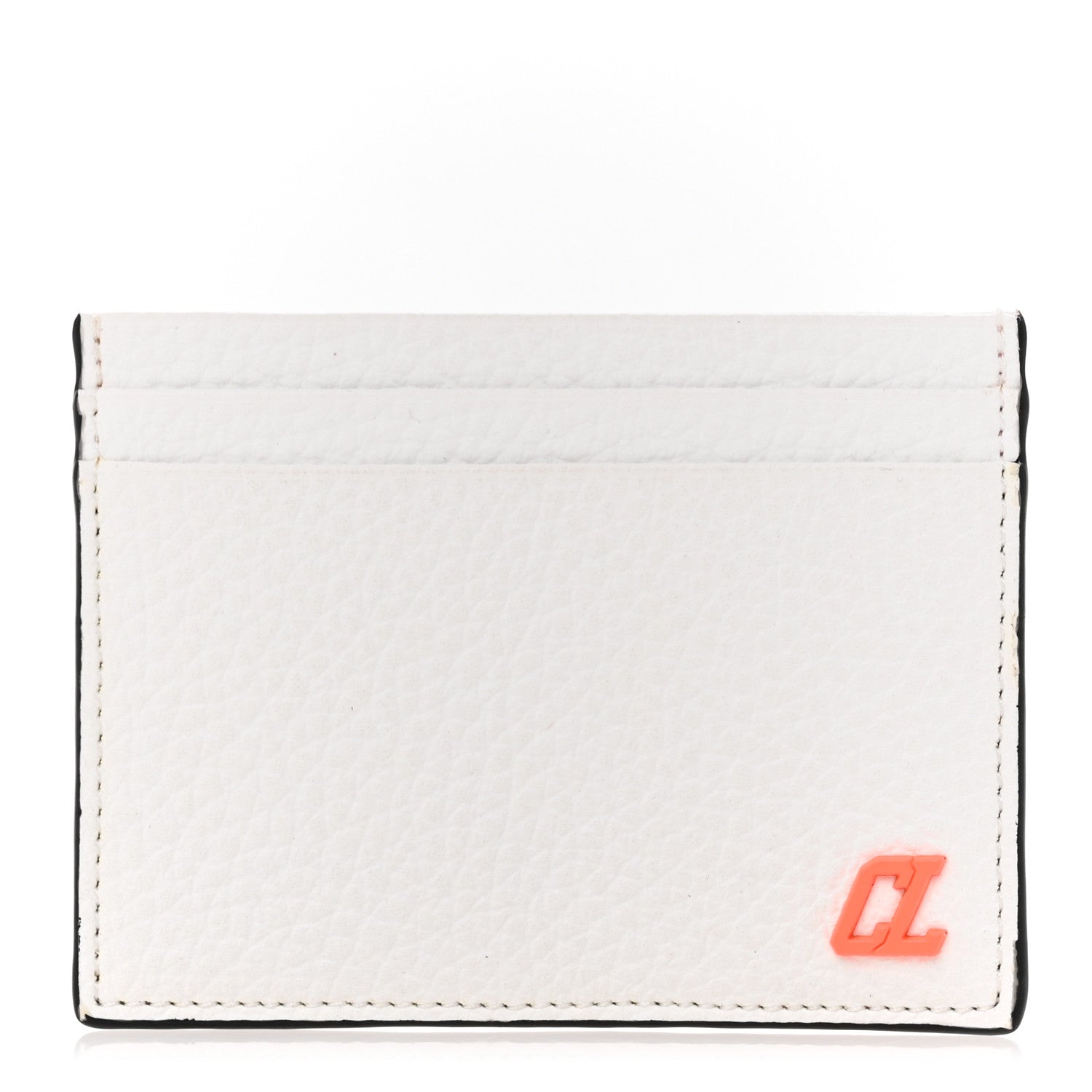 Christian Louboutin Calfskin Card Holder White Fluo Orange 1 of 8