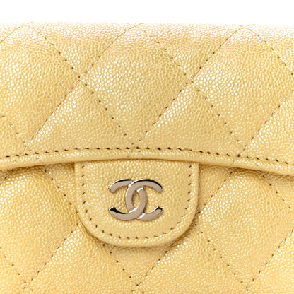 Chanel Iridescent Caviar Quilted Flap Card Holder Yellow 9 of 12