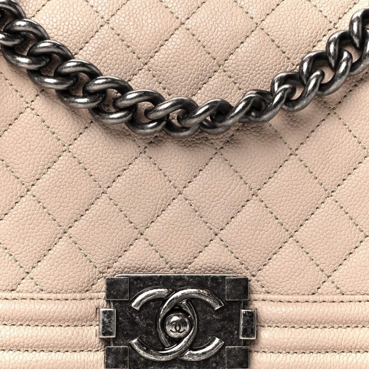 Caviar Quilted Medium Boy Flap Beige