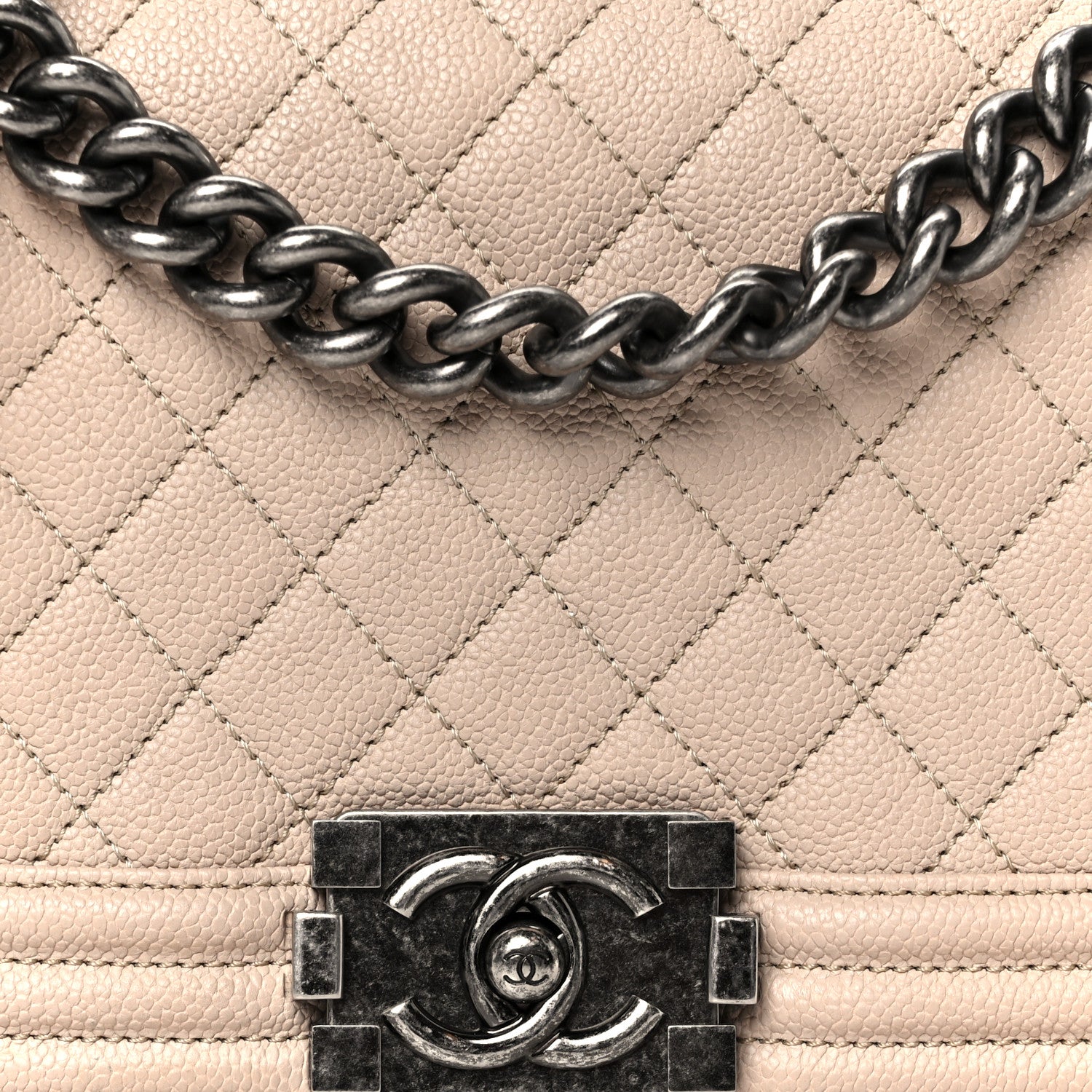 Chanel Caviar Quilted Medium Boy Flap Beige 8 of 10