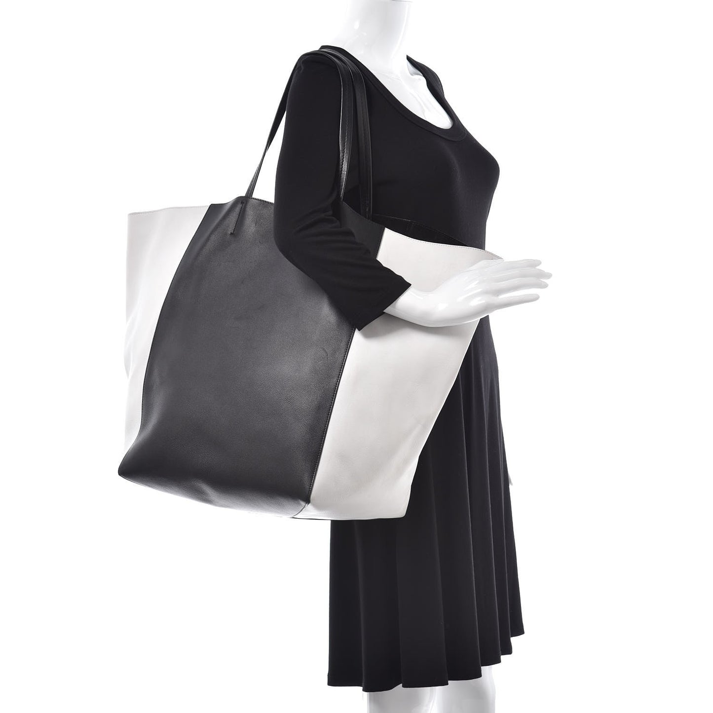 Lambskin Large Phantom Luggage Bi-Cabas Black White