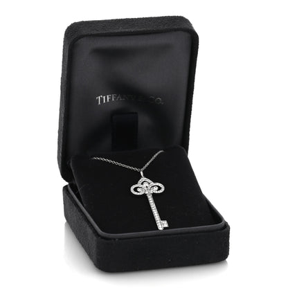 Tiffany Platinum Diamond .41ct Fleur De Lis Key Pendant Necklace 5 of 5