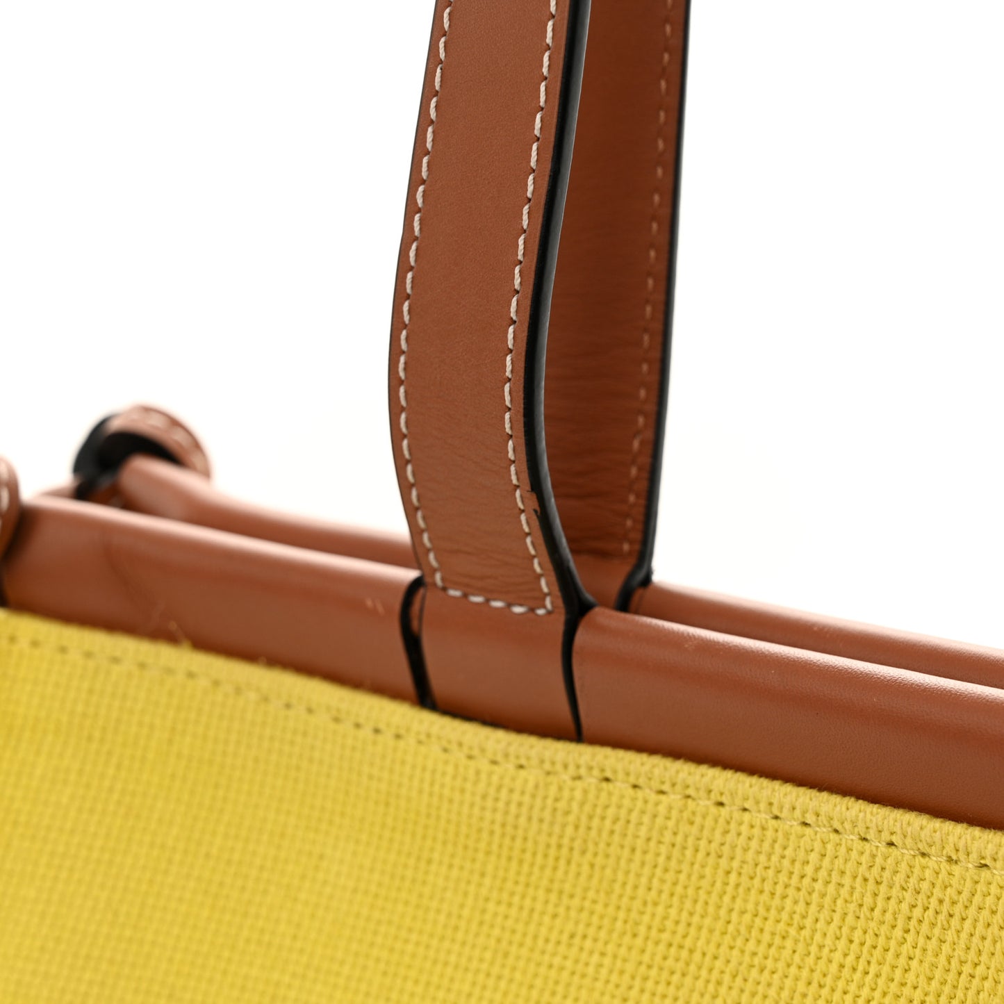 Canvas Calfskin Cushion Tote Yellow