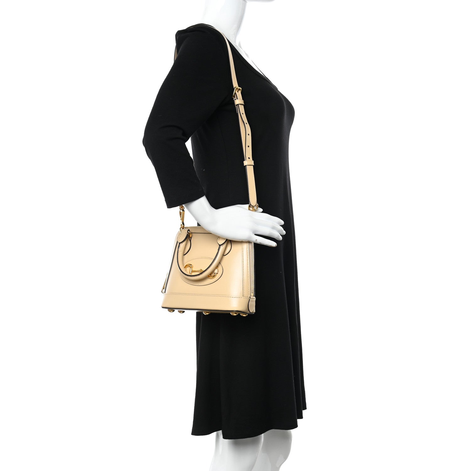 Gucci Boarded Plutone Calfskin Mini Horsebit 1955 Top Handle Bag Bubble Tea 3 of 10