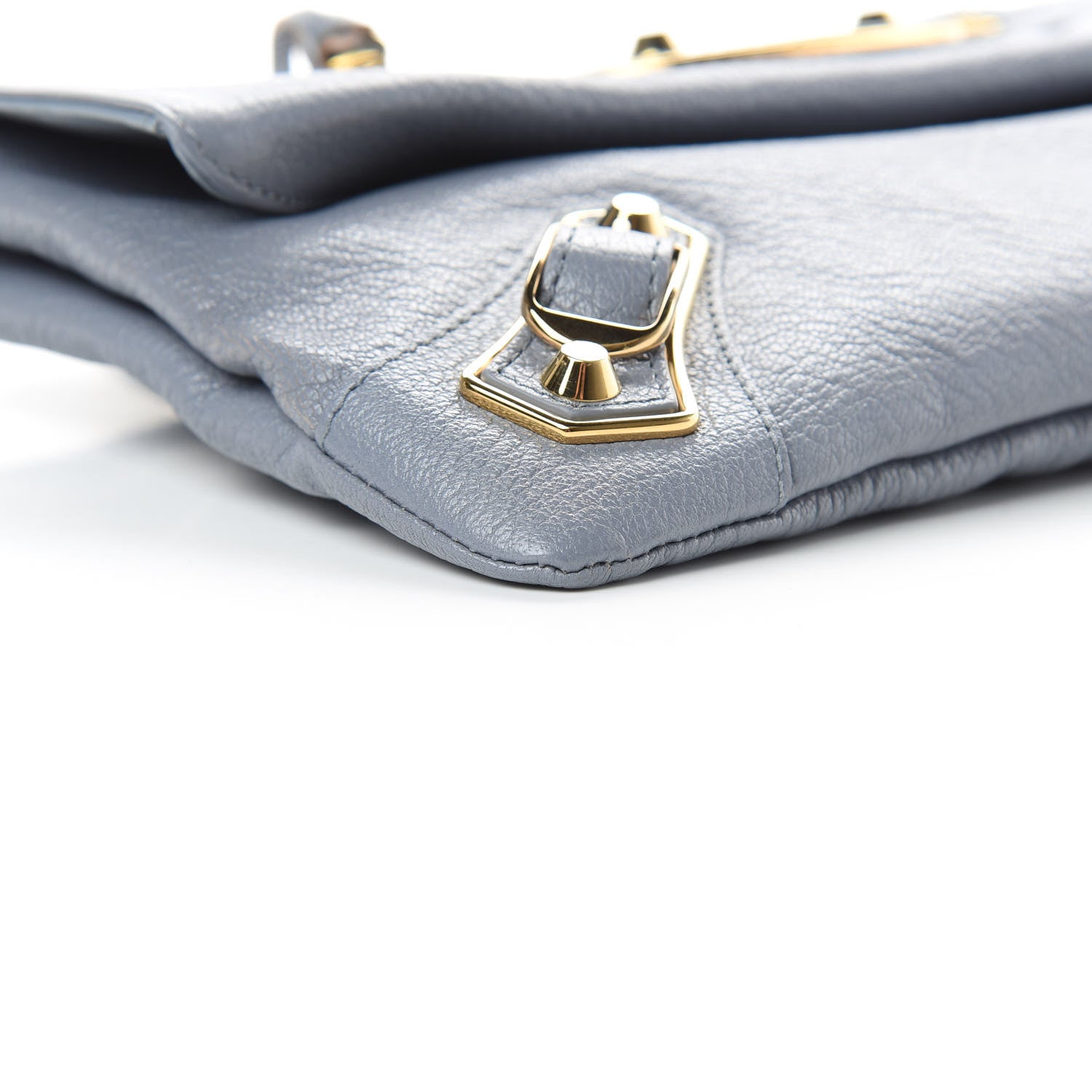 Balenciaga Chevre Gold Metallic Edge Hardware Envelope Clutch Bleu Acier 8 of 10
