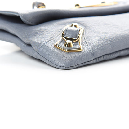 Balenciaga Chevre Gold Metallic Edge Hardware Envelope Clutch Bleu Acier 8 of 10