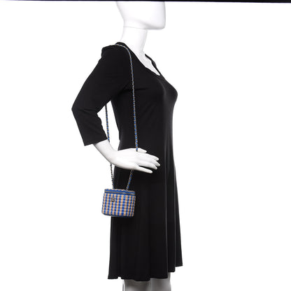 Chanel Raffia Jute Striped Mini Vanity Case With Chain Blue Beige 2 of 11