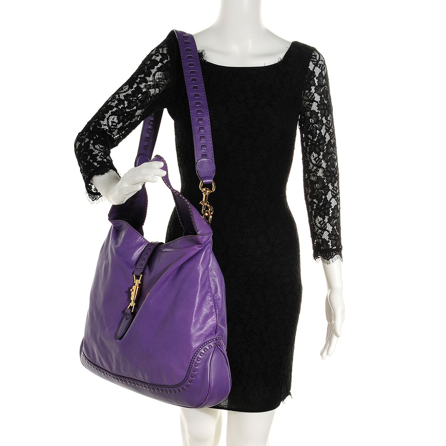 Leather New Jackie Large Shoulder Bag Purple