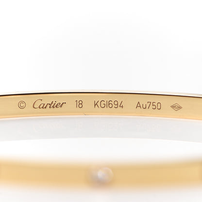 Cartier 18K Yellow Gold 6 Diamond Small LOVE Bracelet 18 4 of 8