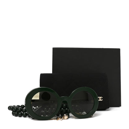 Chanel Acetate Round Chain Sunglasses 5489 Green 7 of 7
