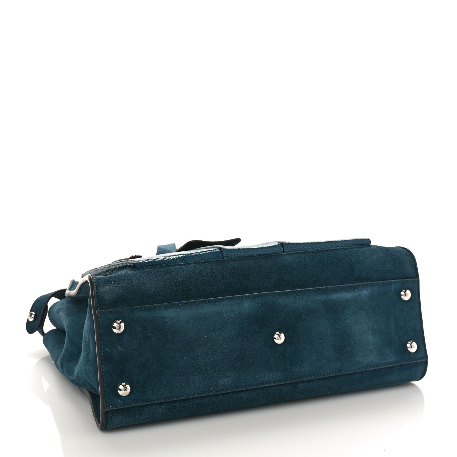 Fendi Chamois Karung Shiny Nappa Medium 3 Pocket Peekaboo Iconic Satchel Cobalto Petrolio 4 of 9