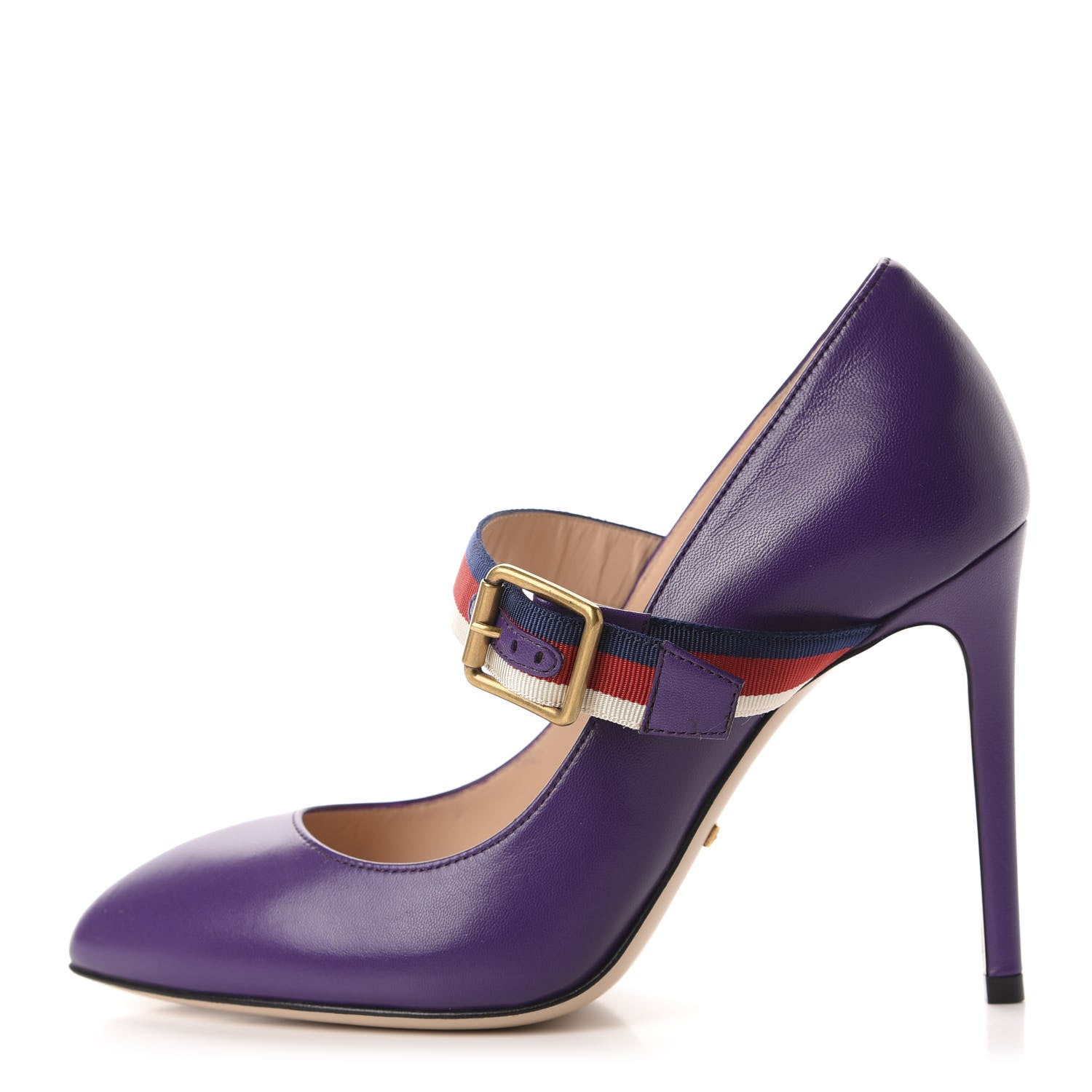 Gucci Malaga Kid Sylvie High Heel Pumps 36.5 Shine Purple 1 of 10