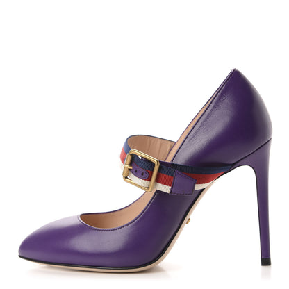 Gucci Malaga Kid Sylvie High Heel Pumps 36.5 Shine Purple 1 of 10
