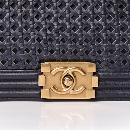 Chanel Braided Sheepskin New Medium Boy Flap Navy 8 of 14