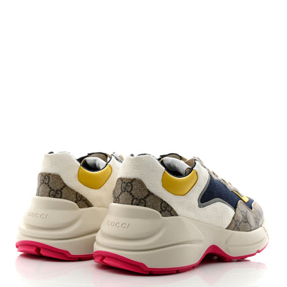 Gucci GG Supreme Monogram Mix Monogram Mens Rhyton Sneakers 6.5 London Blue Beige Sun Yellow 4 of 8