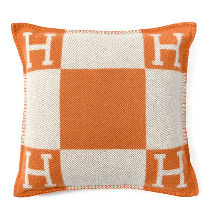Hermes Wool Cashmere Avalon Pillow PM Ecru Potiron 1 of 3