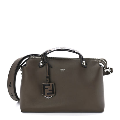 Fendi Vitello Dolce Bi-Color FF 1974 Embossed Medium By The Way Boston Bag Maya Black 1 of 10