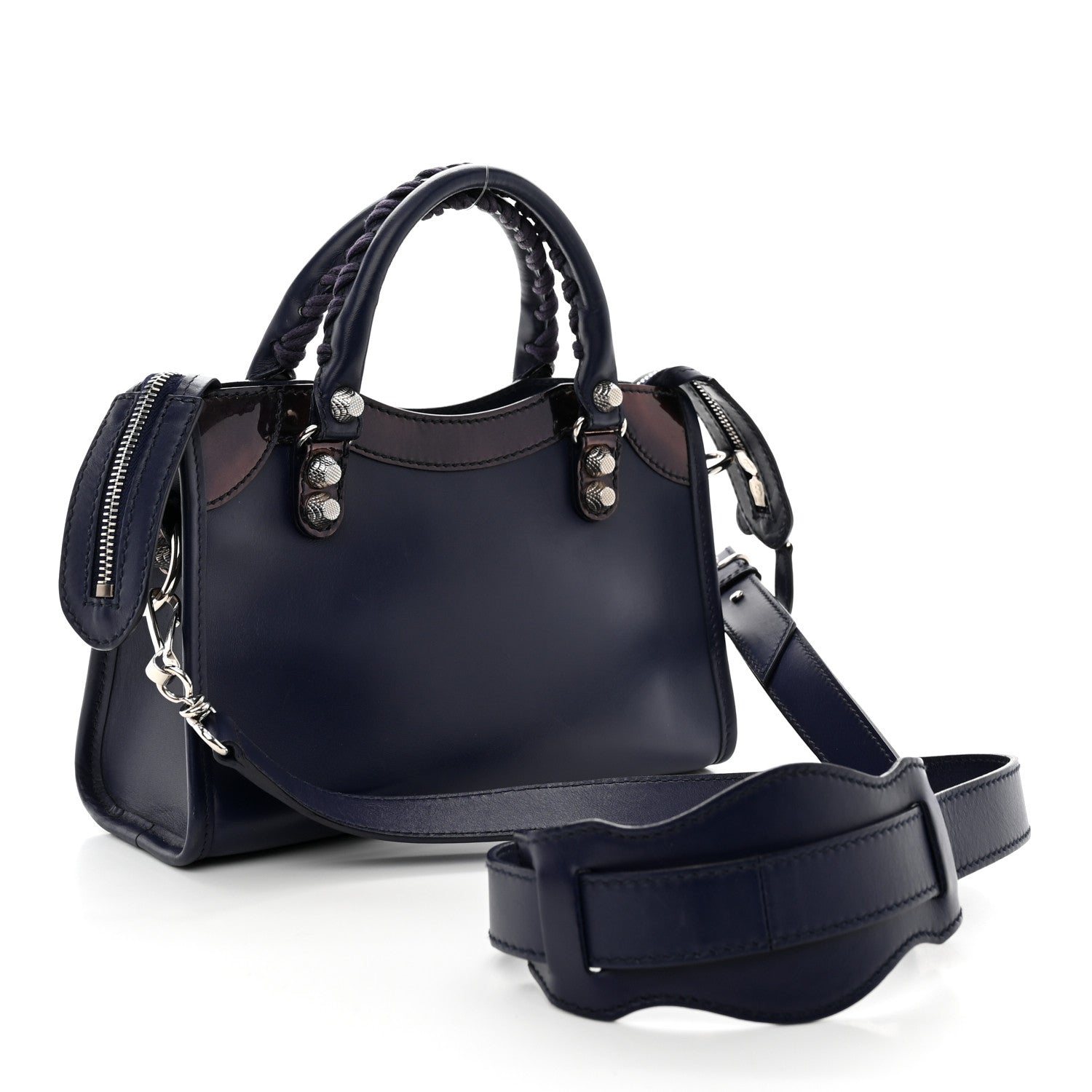 Balenciaga Smooth Calfskin Metallic Patent Giant 12 Silver Hardware Mini City Ultraviolet 2 of 12