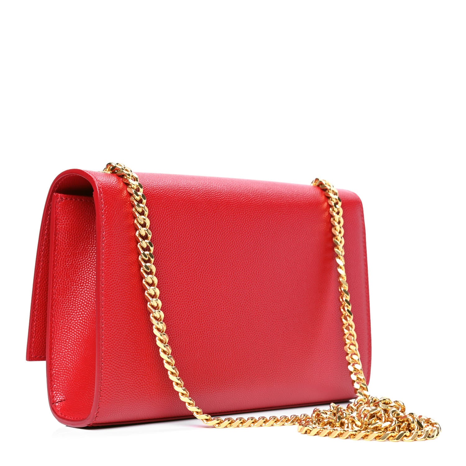 Saint Laurent Grain De Poudre Small Monogram Kate Satchel Red 2 of 4