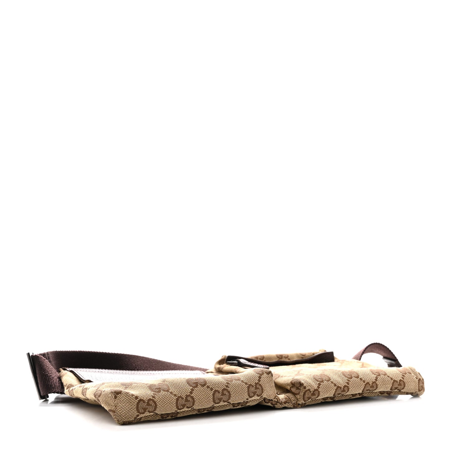 GG Monogram Double Pocket Belt Bag Dark Brown