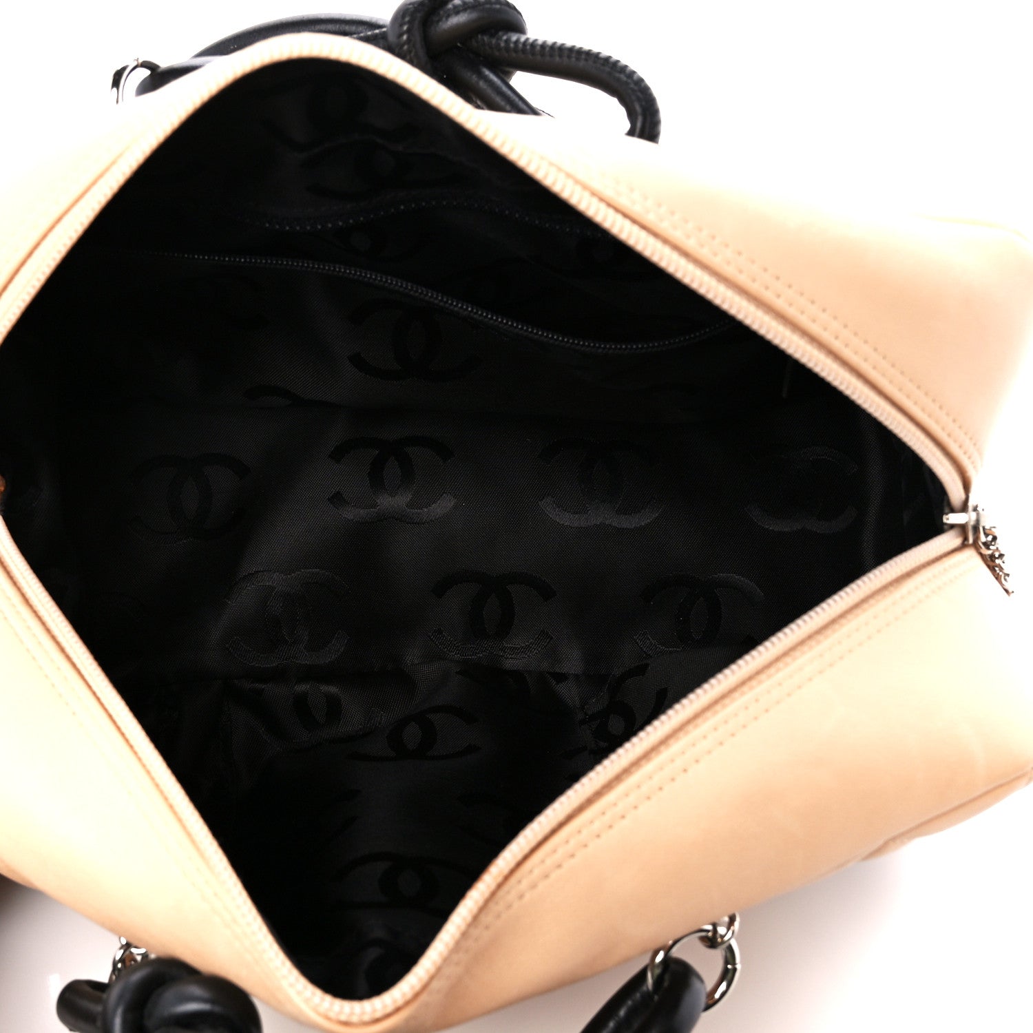 Chanel Calfskin Quilted Large Cambon Bowler Beige Black 5 of 10