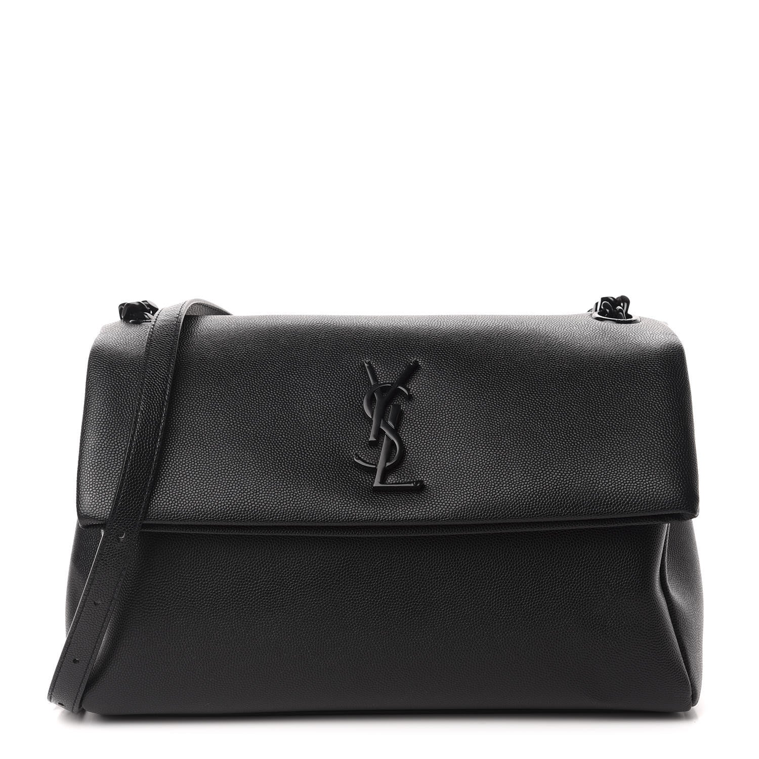 Saint Laurent Grain De Poudre Medium West Hollywood Monogram Fold-Over Black 1 of 10