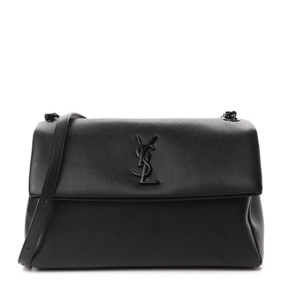 Saint Laurent Grain De Poudre Medium West Hollywood Monogram Fold-Over Black 1 of 10