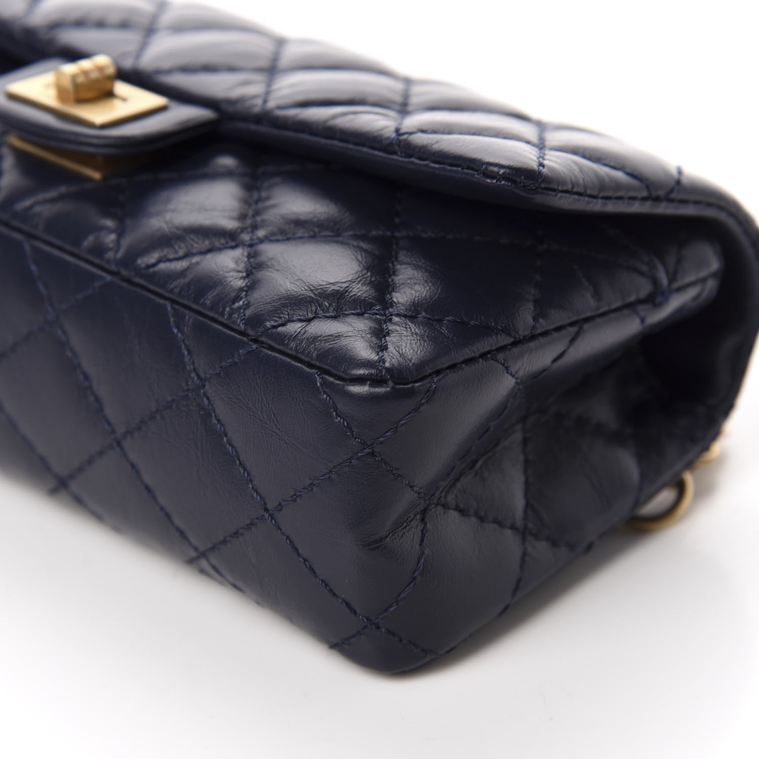Chanel Aged Calfskin Quilted 2.55 Reissue Flap Belt Bag Clutch Navy 7 of 10