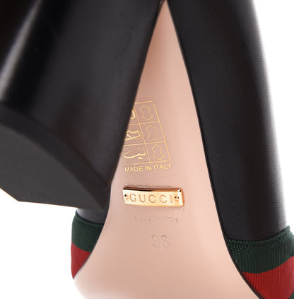 Gucci Malaga Kid Web Bow Aline Pumps 36 Black 6 of 9