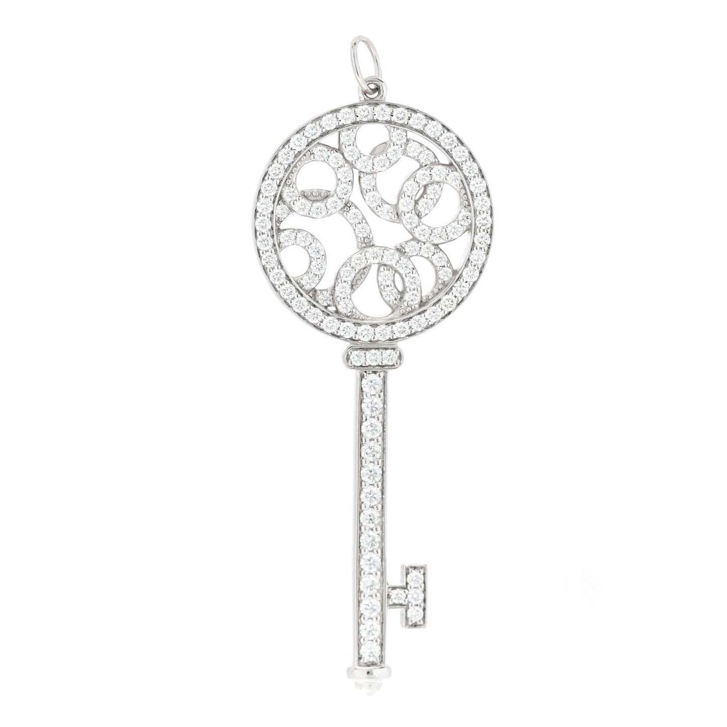 Platinum Diamond Bubbles Key Pendant