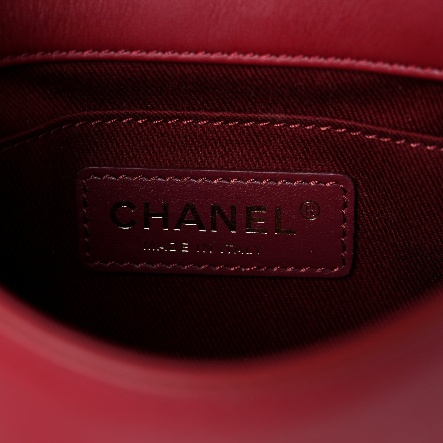 Calfskin Stitched Flap Red