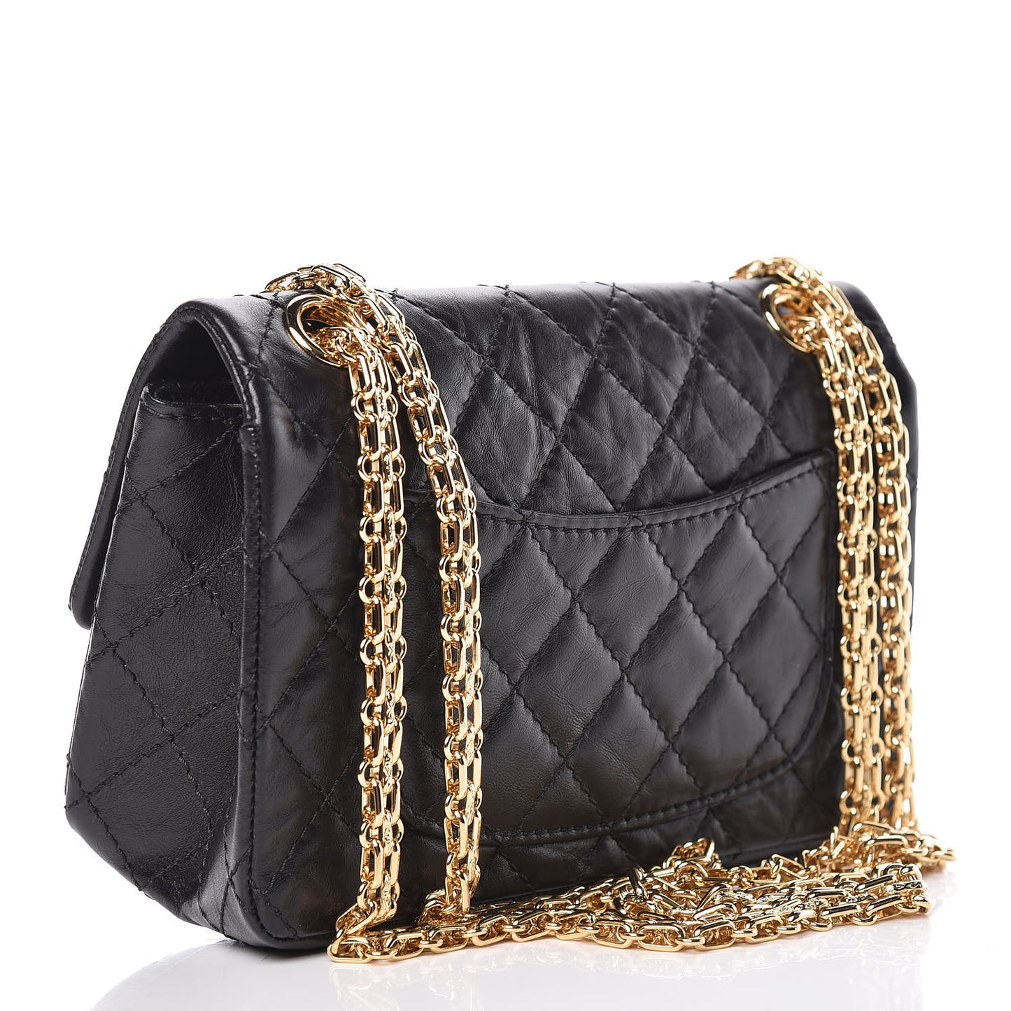Aged Calfskin Quilted 2.55 Reissue Mini Flap Black