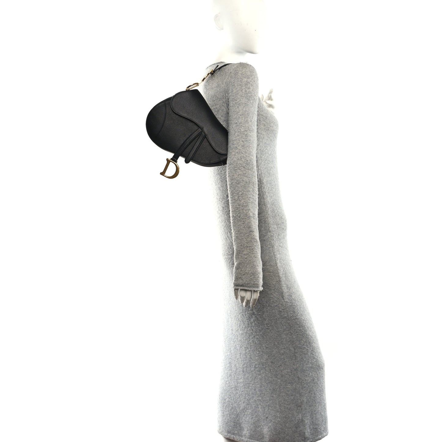 Grained Calfskin Saddle Bag Black