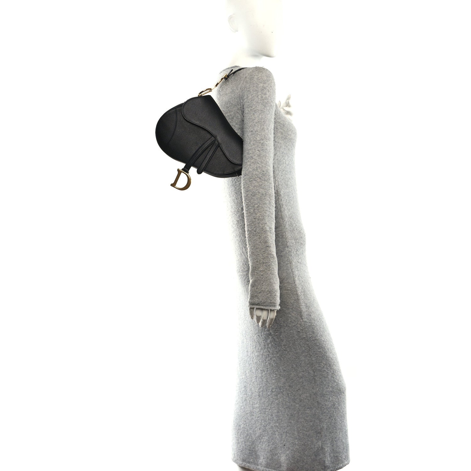 Christian Dior Grained Calfskin Saddle Bag Black 2 of 10