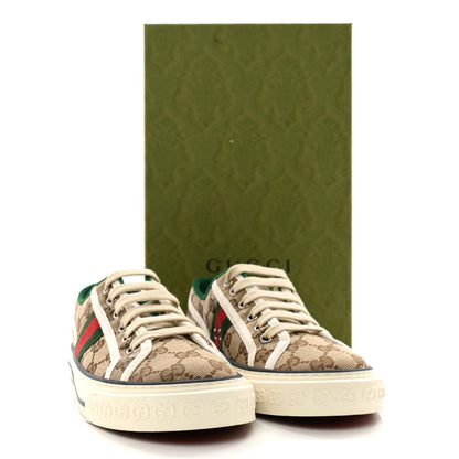 Gucci GG Monogram Web Womens 1977 Tennis Sneakers 37 Beige Ebony Mystic White 11 of 11