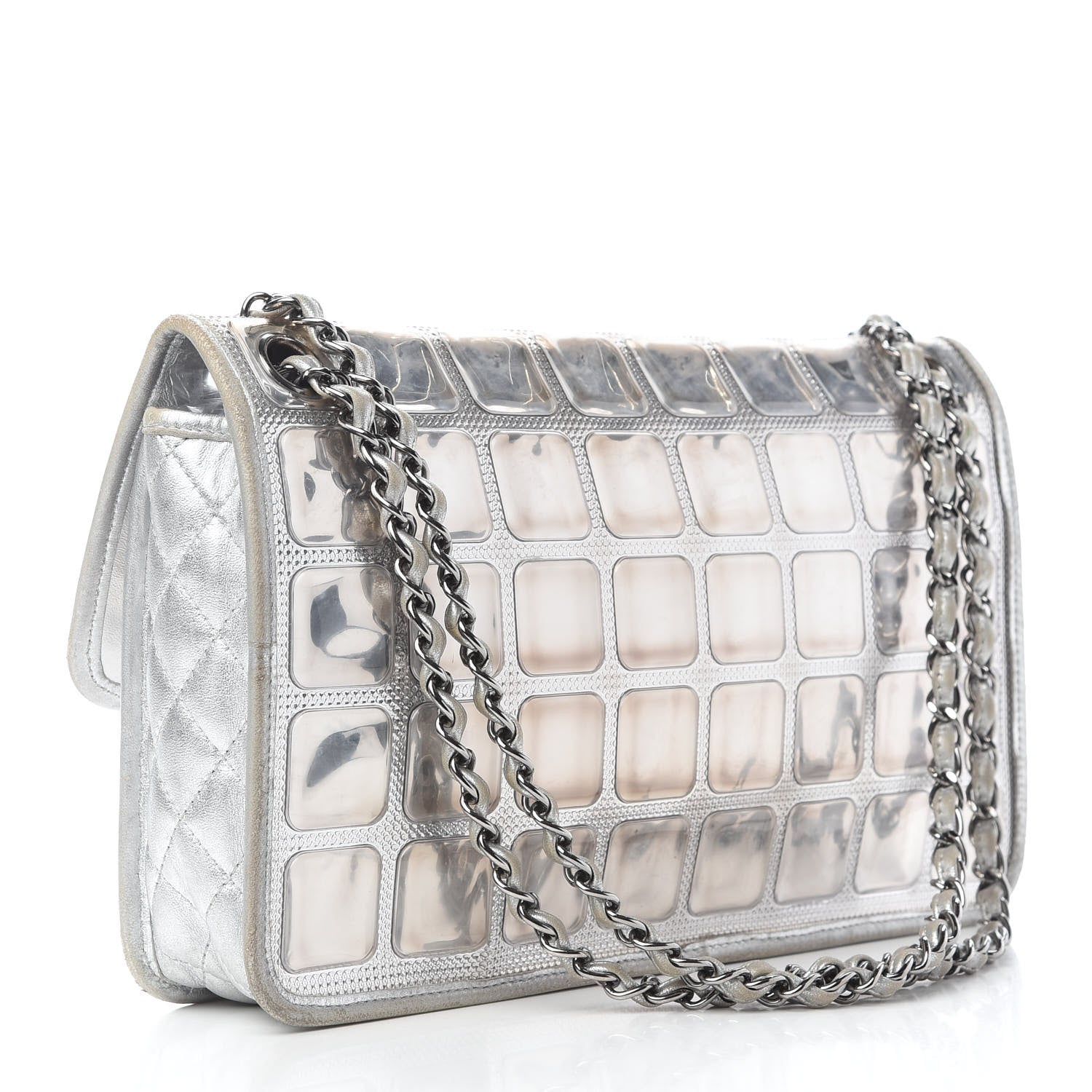 Chanel Vinyl Large Ice Cube Flap Silver 3 of 14