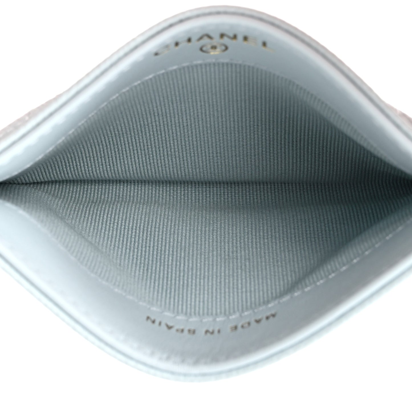 Caviar Quilted Card Holder Light Blue
