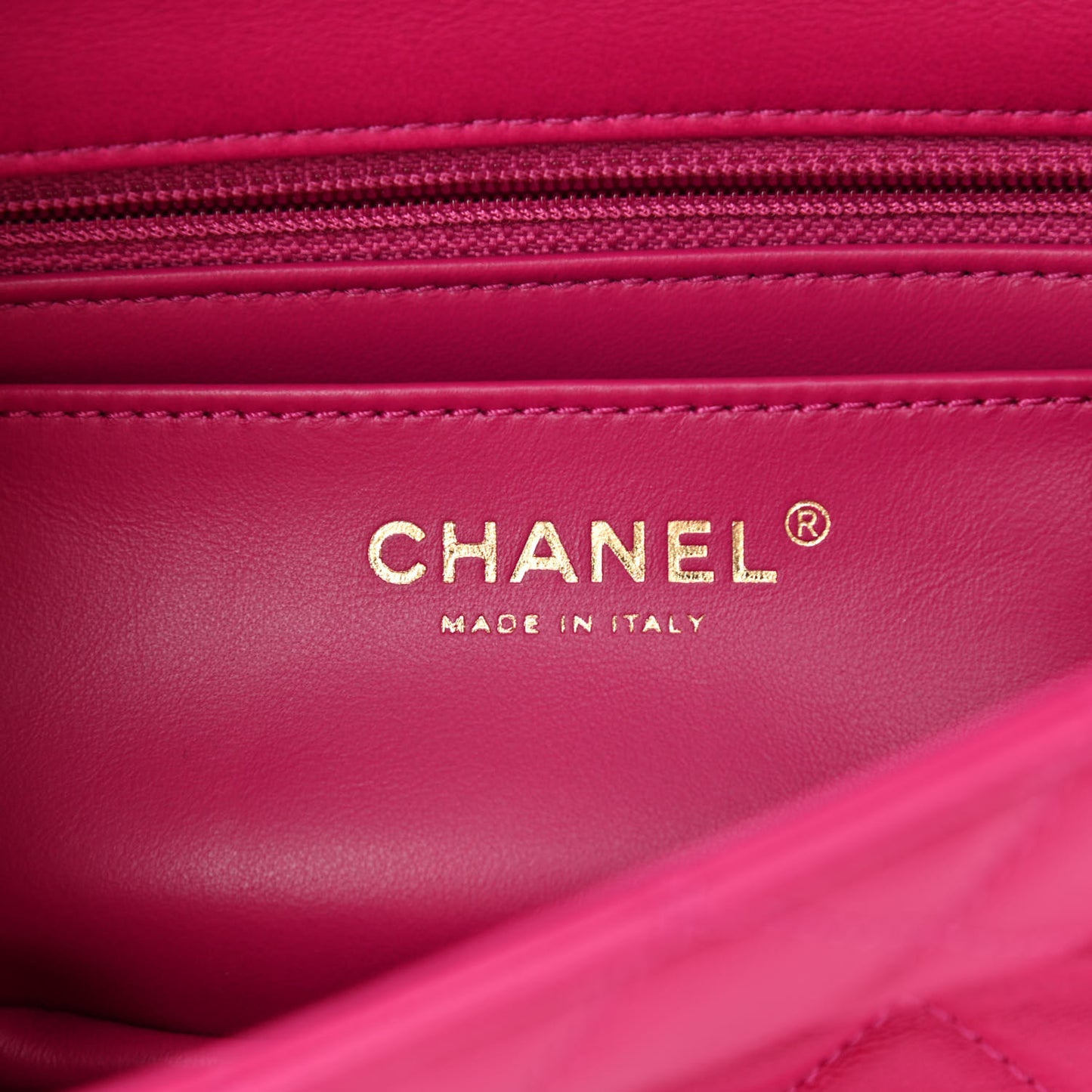Lambskin Quilted Mini Rectangular Pearl Crush Flap Fuchsia