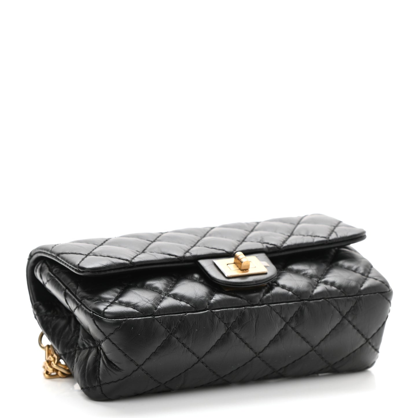 Aged Calfskin Quilted 2.55 Reissue Flap Belt Bag Clutch Black